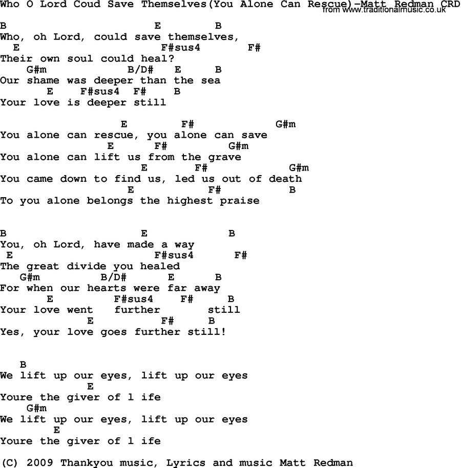 Matt Redman - You alone can rescue 듣기/가사/코드 : 네이버 블로그
