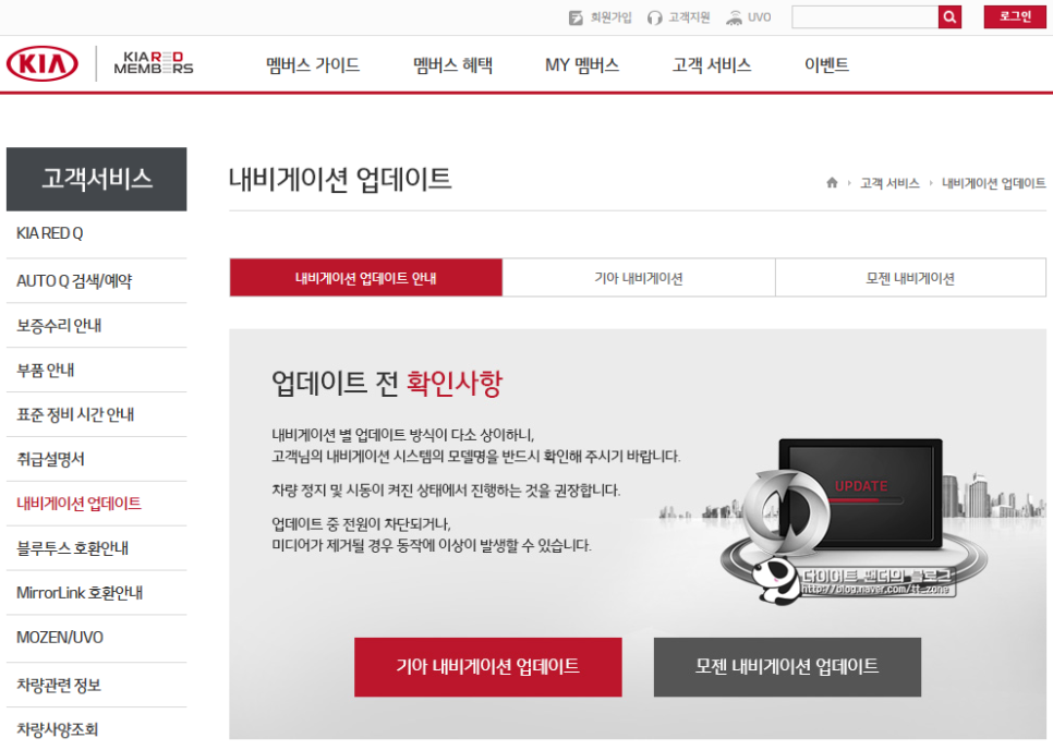 현대 기아 자동차 네비게이션 업데이트 하기 네이버 블로그